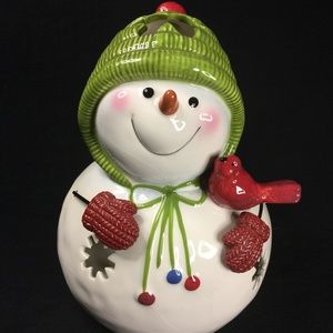 Super Cute Ceramic Snowman Tea Light Candle Holder